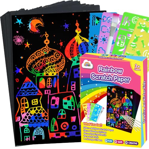 60-Count Rainbow Scratch Paper Art