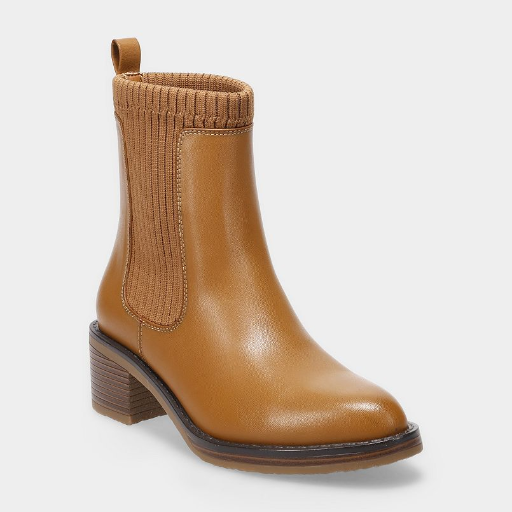 Sonoma Goods For Life Women's Iedda Knit Chelsea Boots (Cognac)