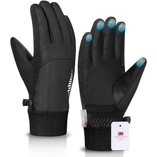 rivmount Winter Gloves with Waterproof/Touchscreen/Warm, Black