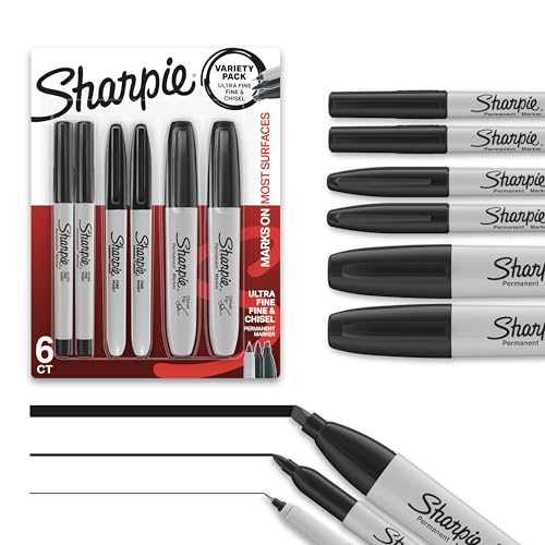 Sharpie Permanent Markers Variety Pack, Black, 6 Count Deal