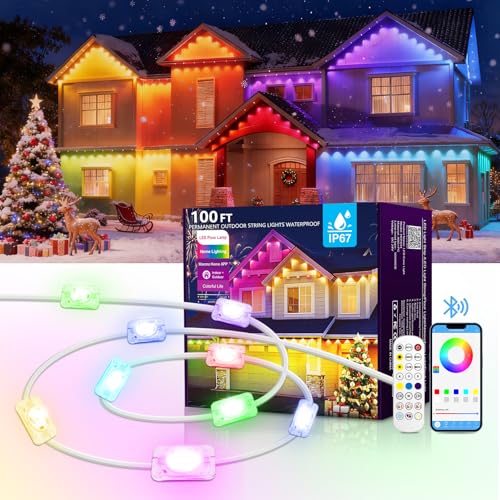 AHAWILL 100FT Permanent Outdoor RGB Eave Lights Deal