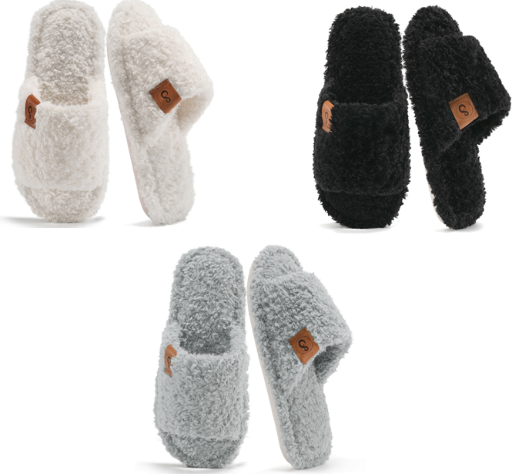 Ecetana Women's Fuzzy Memory Foam Closed Slippers Faux Fur Lined (3 Colors)