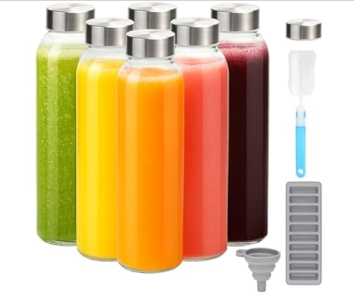 Zukro 18-Oz Glass Juice Bottles 6-Pack