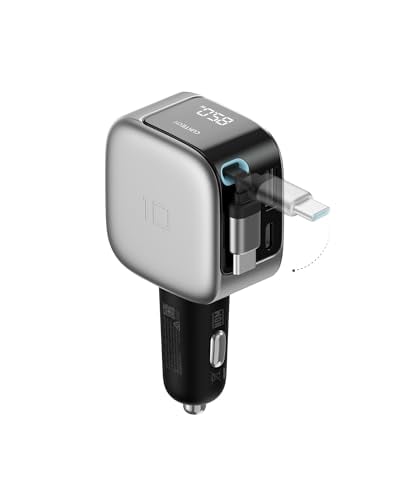 CUKTECH 85W 3-Port GaN Car Charger w/ Built-In Retractable USB-C Cable & LED Display Deal