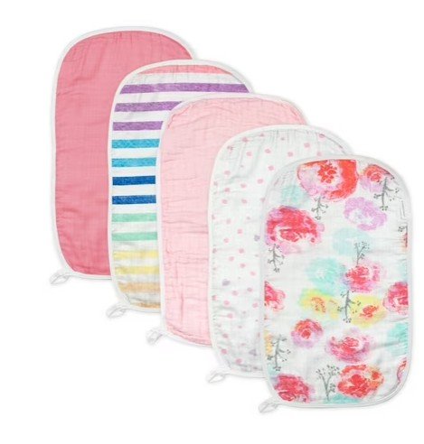 Honest Baby Clothing Organic Cotton Multi-Layer Woven Burp Cloths 5-Pack