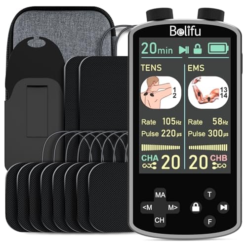 TENS EMS Unit Muscle Stimulator for Pain Relief Therapy Gray