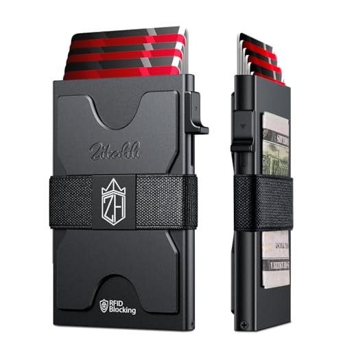 Zitahli Men's Aluminum Slim Card Holder Wallet w/ Pop-Up Function & RFID Blocking (Matte Black) Deal
