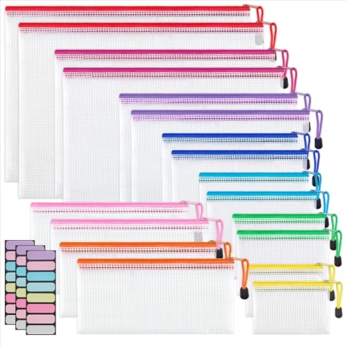 JARLINK 18 Pcs Mesh Zipper Pouch Bags