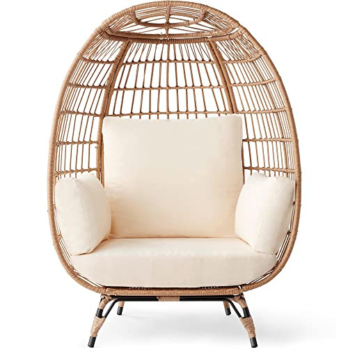 Best Choice Products Wicker Egg Chair with 4 Cushions