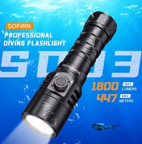 Sofirn SD03 Waterproof Flashlight 1800 Lumens SFT40 LED 5000K Deal