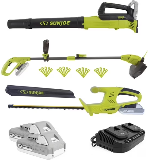Sun Joe 24V Cordless 3-Tool Garden Combo Kit