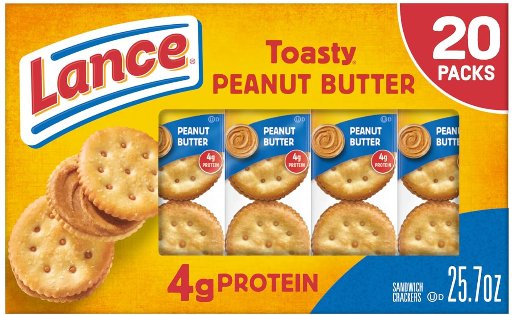 Lance Sandwich Crackers, Toasty Peanut Butter, 20 Individually Wrapped Packs