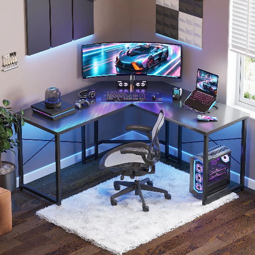 Casacomoda Reversible 51" L-Shaped Computer Desk (Carbon Fiber Black)