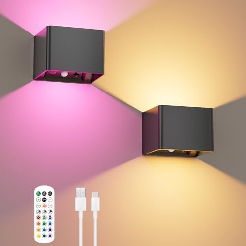  Motion Sensor Wall Lights with RGB Colors - 2 Pack Deal