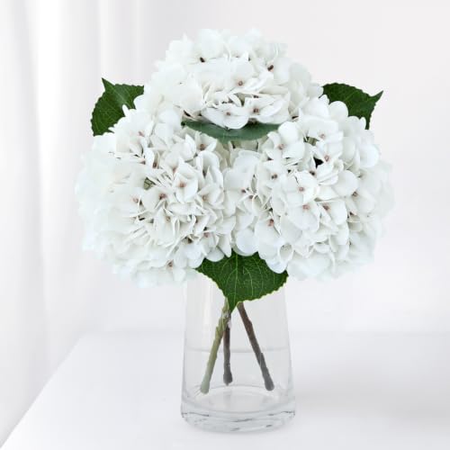 ZYTUYO 20" Real Touch White Hydrangea Artificial Flowers 3-Pack