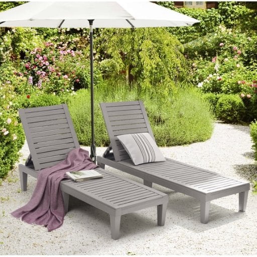 Hearth and Harbor Set of 2 Chaise Outdoor Lounge Chairs Deal