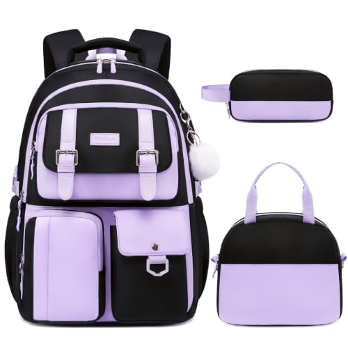 3-Piece Girls' School Backpack Set with Lunch Bag & Pencil Case Deal