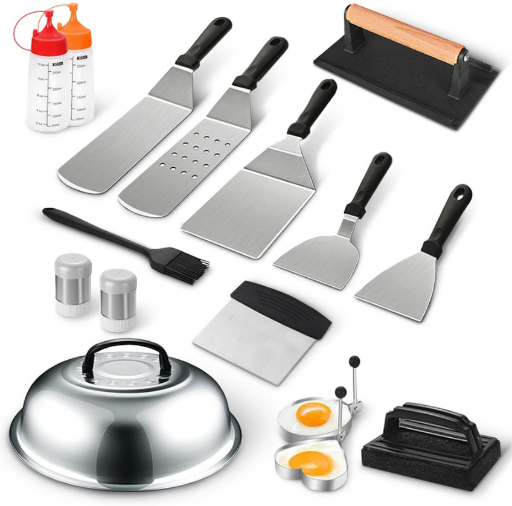 Stainless Steel BBQ Grill Tools - 18 Piece Set
