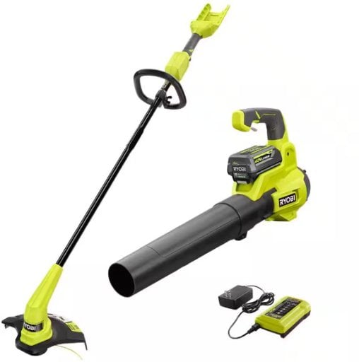 RYOBI 40V Cordless 12 in. String Trimmer and 450 CFM Blower Combo Kit with 4.0 Ah Battery