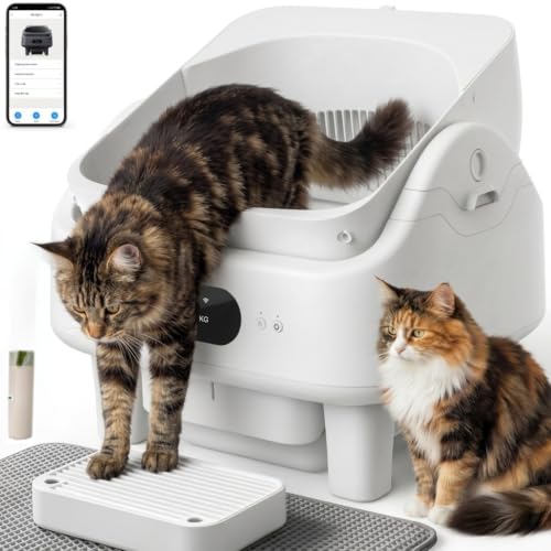 Open Top Self Cleaning Litter Box for Multiple Large Cats