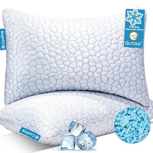 Qutool Memory Foam Cooling Bed Pillows - 2 pack