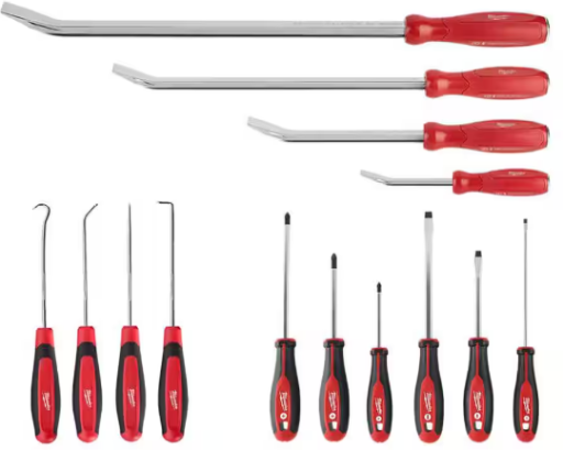 Milwaukee Pry Bar, Hook and Pick Mechanic Tool Set, 14-Piece