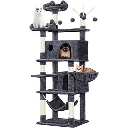 Yaheetech Cat Tower 67in with 3 Removable Kitty Teaser Sticks