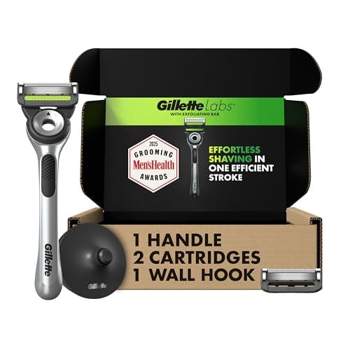 Gillette Labs Men’s Razor Set Silver/Black with Exfoliating Bar, Shower Hook, Handle + 2 Refills Deal