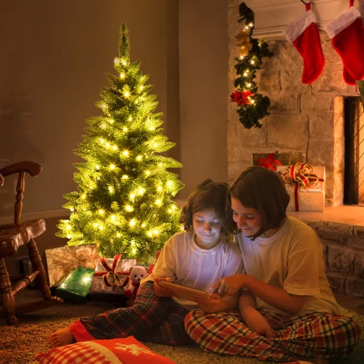 Costway 5ft Pre-lit Artificial Half Christmas Tree