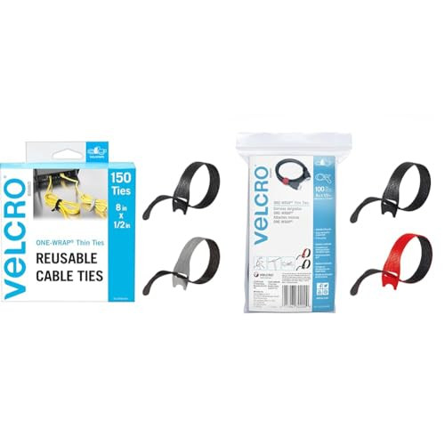 VELCRO Brand ONE-WRAP Thin Reusable Cable Ties 250-Count