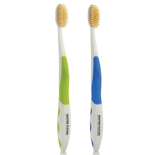 Soft Bristle Toothbrush with Built-In Flosser (2-pack)