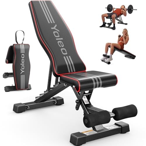 YOLEO Adjustable Weight Bench for Full Body Workout (Black)
