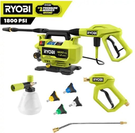 RYOBI 1800 PSI 1.2 GPM Cold Water Corded Electric Pressure Washer Kit Deal