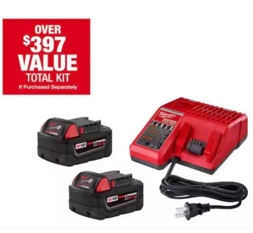 Milwaukee M18 18-Volt Lithium-Ion XC Starter Kit with Two 5.0Ah Batteries and Charger
