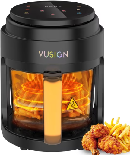 VUSIGN 5-Quart 1000W Air Fryer w/ 360° Viewing Glass Pot Deal