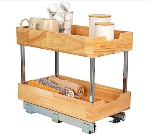Household Essentials GLIDEZ Wood 2-Tier Sliding Cabinet Organizer 11.5-inch Wide