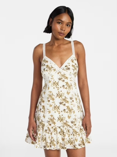 No Boundaries Lace Trim Cotton Mini Dress XXS-XXL Deal