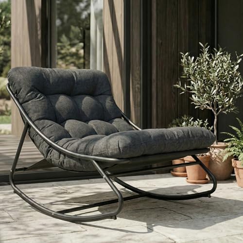 Grand patio Rocking Chair with Cushion, Dark Grey Deal