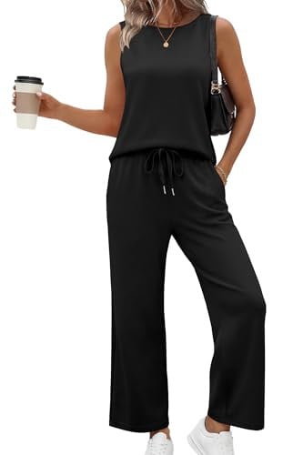 SAMPEEL Two Piece Sets with Wide Leg Crop Pants Deal