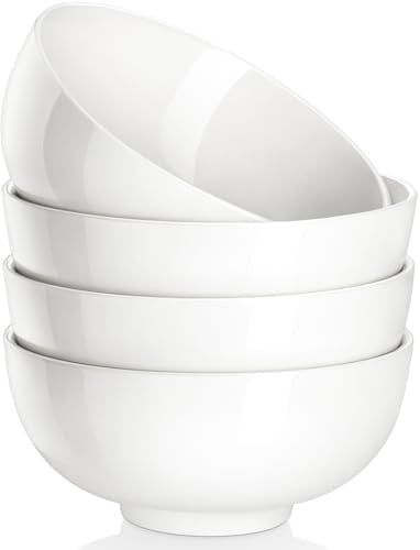 MALACASA White Porcelain Soup Bowls 4-Pack 26-Oz