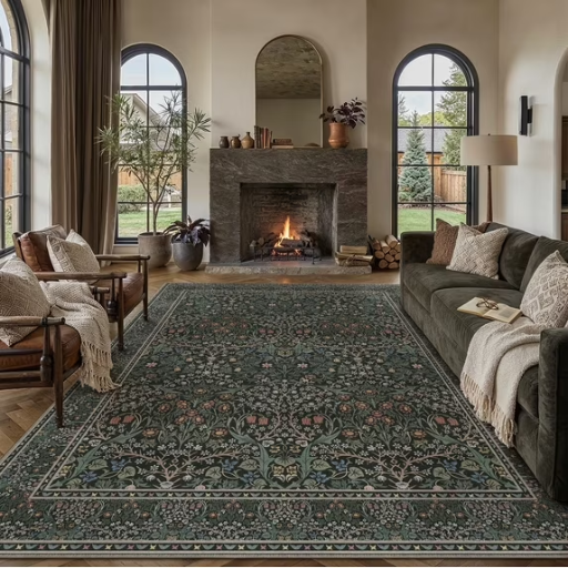 Berthmeer 8' x 10' Large Area Rug, Deep Green Deal