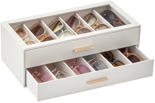 Lolalet Sunglasses Storage Box with Clear Top, 4 Colors