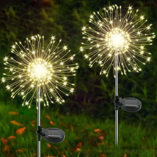 2-Pack 120 LED Solar Starburst Firework Garden Lights