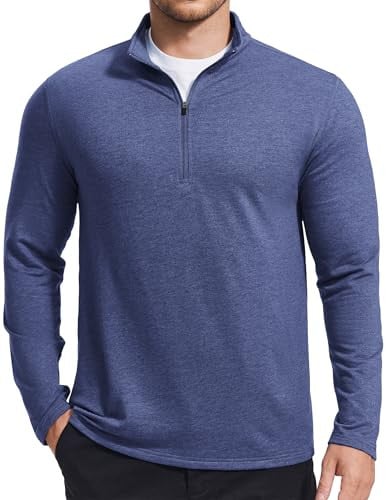 PINSPARK Men’s Quarter Zip Up Lightweight Pullover Mock Neck Sweatshirts Deal