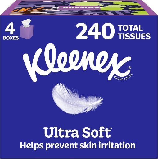 Kleenex Ultra Soft Facial Tissues 4-Pack 60-Count Deal