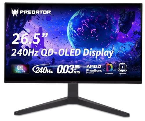 Acer Predator 26.5" WQHD 2560x1440 QD-OLED 240Hz Gaming Monitor