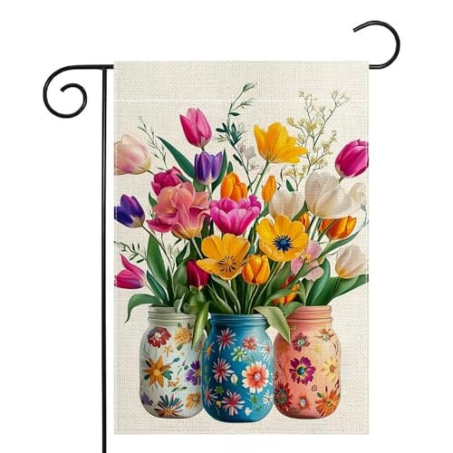 Spring Summer Colorful Floral Mason Jar Garden Flag Deal