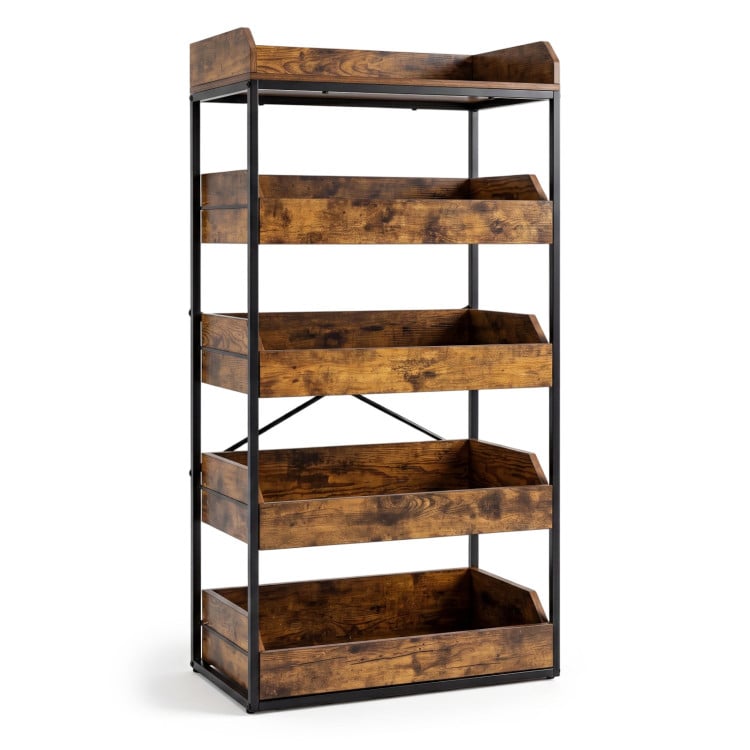 Costway 5-Tier Food Storage Rack with 4 Wooden Pull-out Drawers Deal