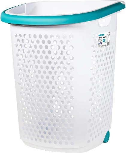Home Logic 2 Bushel Rolling Plastic Laundry Hamper