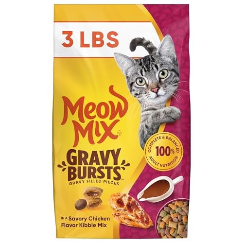 Meow Mix Gravy Bursts Savory Chicken Flavor 3 lb. Bag Deal